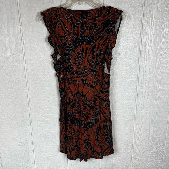 BCBGMAXAZRIA Navy Blue White and Bronze Orange Romper XS - Picture 6 of 11